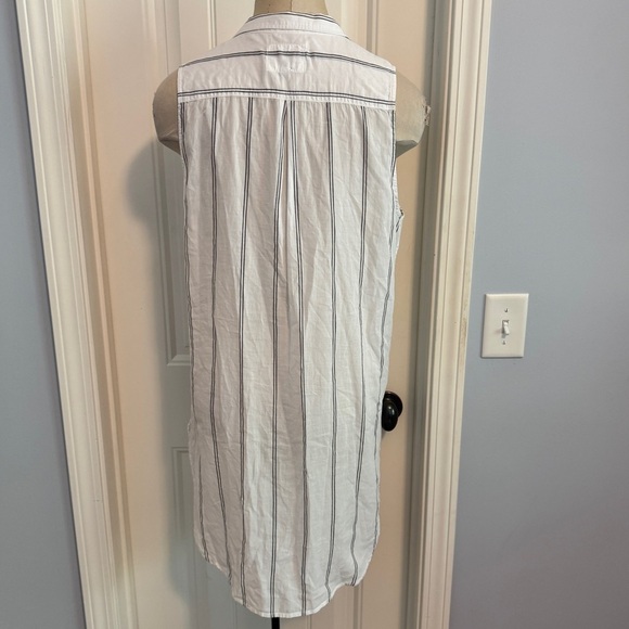 Rails Small Stripe Tunic Top ~ Button Front Sleeveless Minimalist Lagenlook - Picture 2 of 6